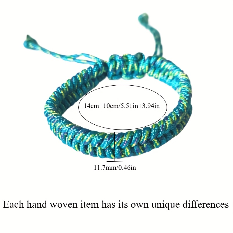 Adjustable Braided Nylon Rope Bracelet Colorful Striped Camping Accessory